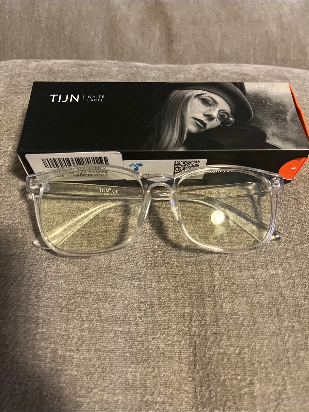 TIJN Transparent Clear Frame Blue Light Blocking Glasses
